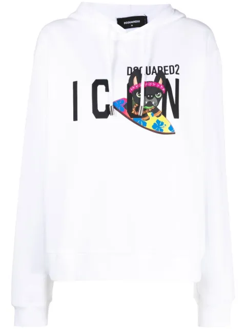 DSQUARED2 logo-print drawstring hoodie White S80GU0083S25516