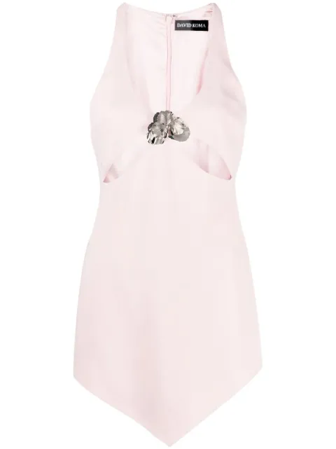David Koma flower appliqué mini dress Pink RE23DK06DPINK
