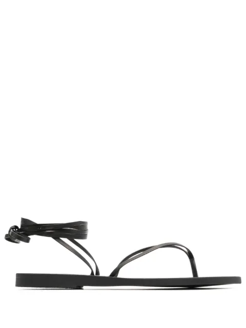 Ancient Greek Sandals Celia flat leather sandals Black CELIANAPPA
