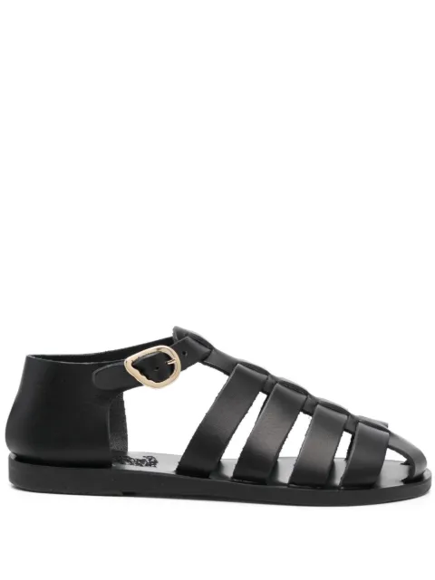 Ancient Greek Sandals Homeria leather sandals Black HOMERIAVACHETTABLACK