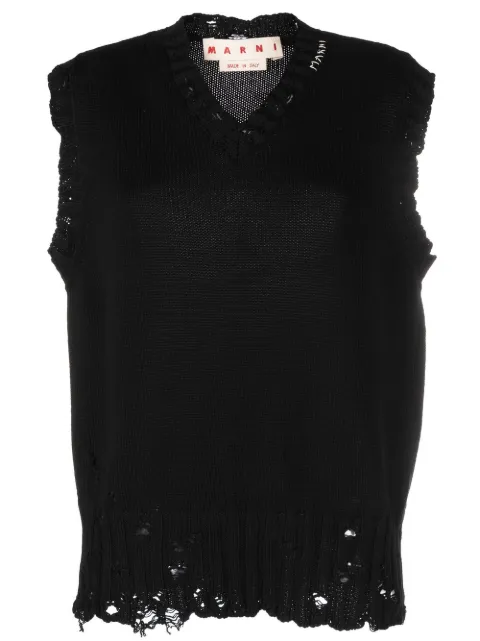 Marni V-neck cotton vest Black CVMG0091A0UFC652