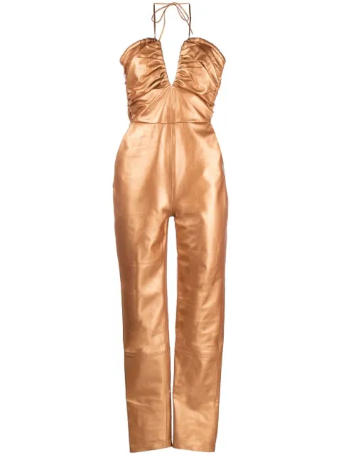 ZEYNEP ARCAY ruched-bodice jumpsuit Gold FW22JS12