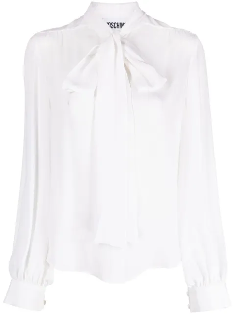 Moschino pussy-bow collar silk blouse White J02010437