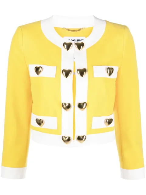 Moschino heart-appliqué cropped jacket Yellow A05250424