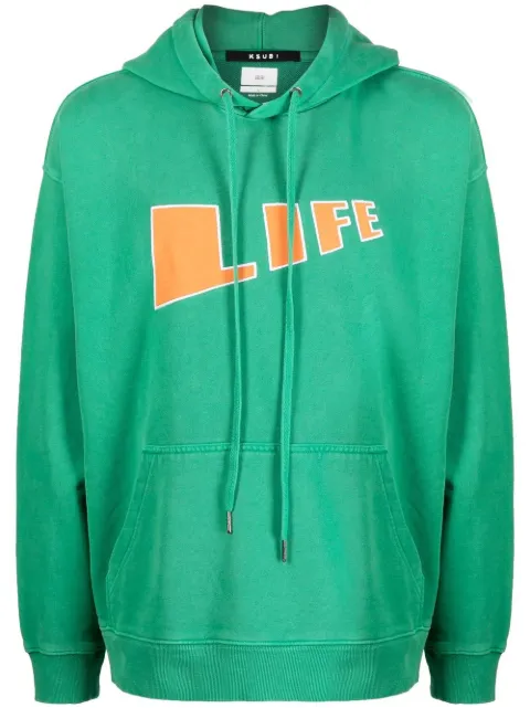 Ksubi 'Life' cotton drawstring hoodie Green MPS23FL001
