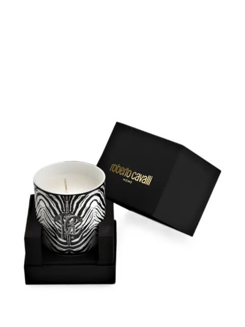 Roberto Cavalli Home zebra-print logo candle White PA0002PA061