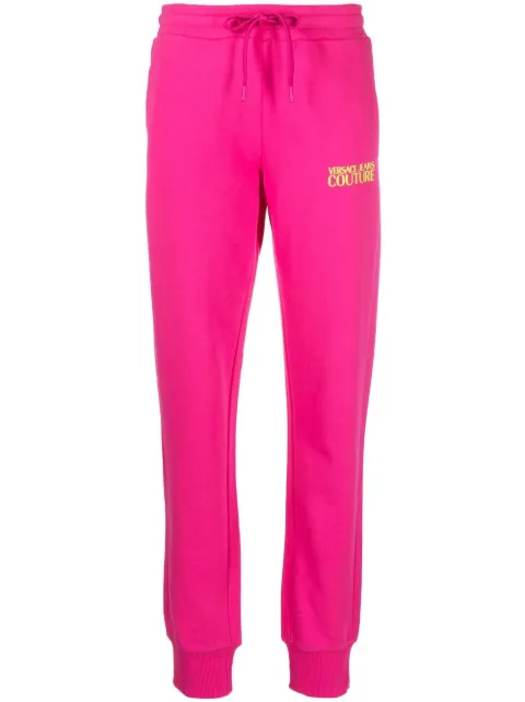 Versace Jeans Couture logo-print cotton track pants Pink 74HAAT03CF01O