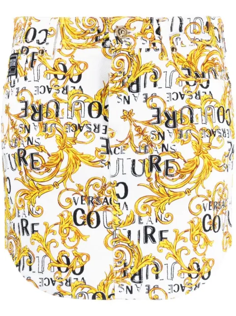 Versace Jeans Couture Logo Couture-print denim miniskirt White 74HAE855ES042L54