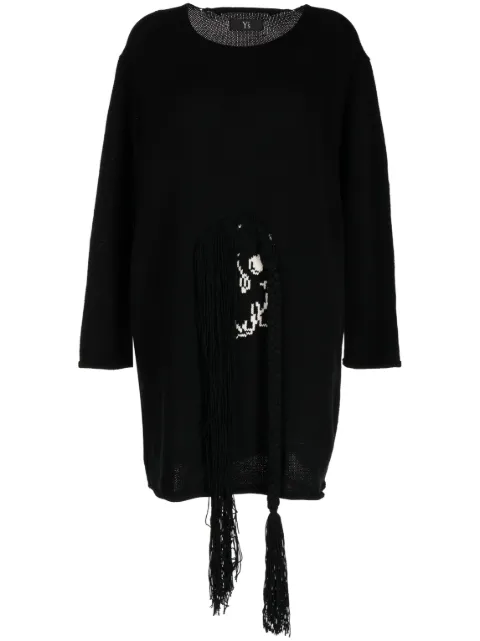 Y's oversized intarsia-knit skeleton jumper Black YZK98585