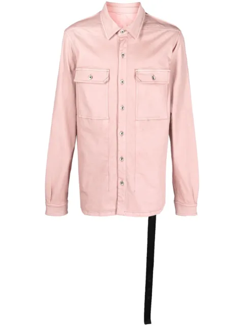 Rick Owens DRKSHDW cotton-blend long-sleeved overshirt Pink DU01C6755SDO