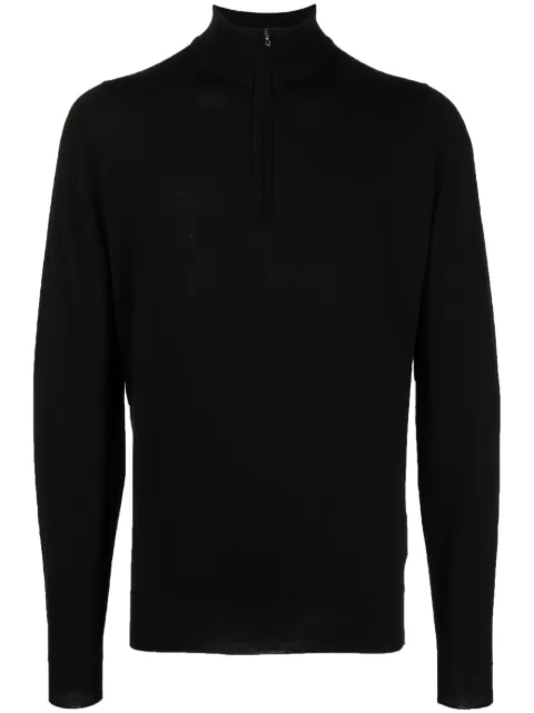 John Smedley zip-up wool sweatshirt Black TAPTON