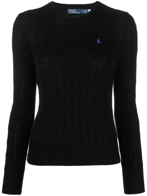 Polo Ralph Lauren logo-embroidered cable-knit sweater Black 211891640011