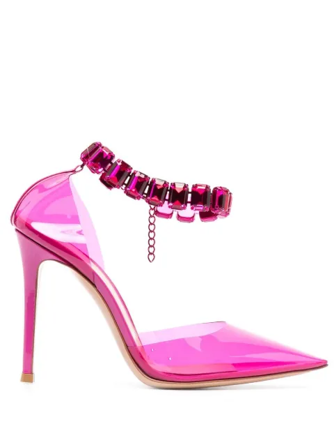 Gianvito Rossi 100mm transparent crystal-embellished pumps White G4032115RICPXV