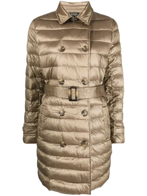 Lauren Ralph Lauren belted-waist padded coat Gold 297905082002