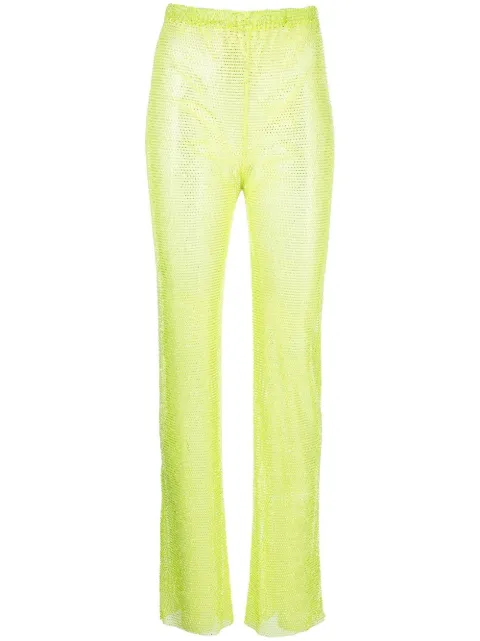 Santa Brands rhinestone-embellished straight trousers Green DIAMONPANTS