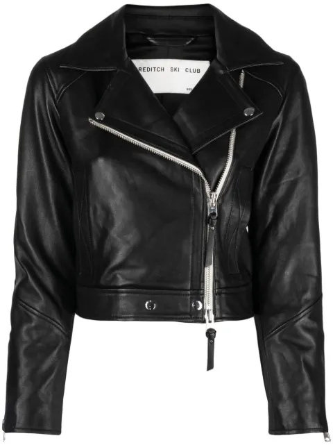 Shoreditch Ski Club Vyner cropped biker jacket Black SSCL025A