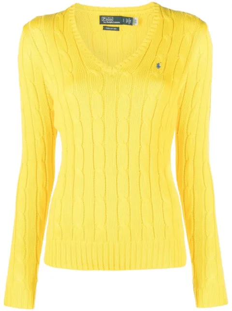 Polo Ralph Lauren Kimberly cable knit V-neck jumper Yellow 211891641007