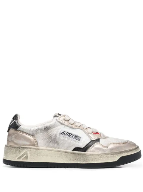Autry Medalist Low Super Vintage sneakers in white mesh, gold suede and black leather White AVLWMS09