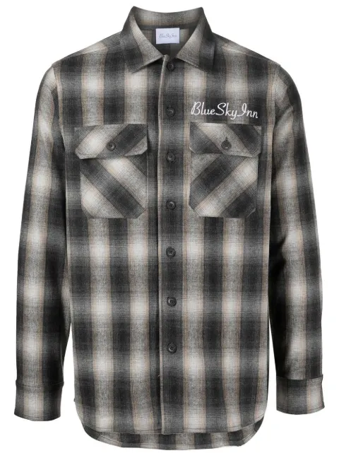 BLUE SKY INN check-pattern long-sleeve shirt Grey BS2203FT001