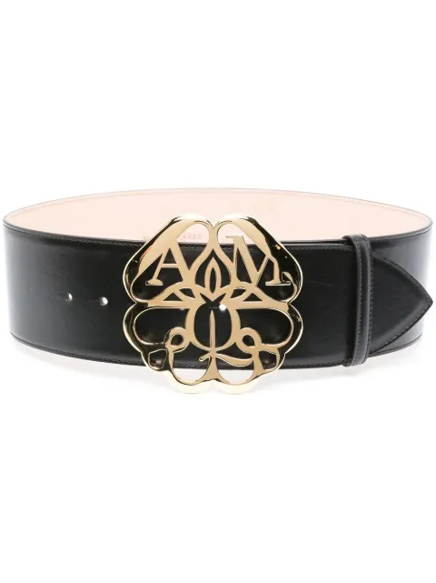 Alexander McQueen logo-plaque leather belt Black 7334111BRCD