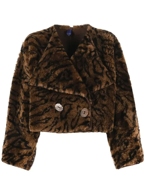 A.N.G.E.L.O. Vintage Cult 2000s tiger pattern cropped coat Brown ANG850MO