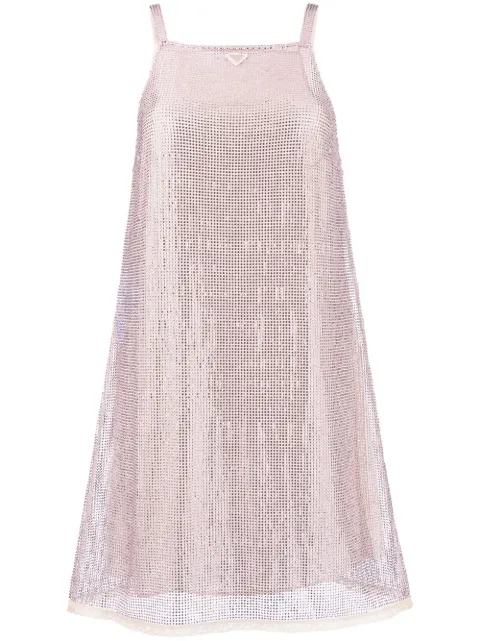 Prada rhinestone-embellished mesh minidress Pink P3I63RS23112CR