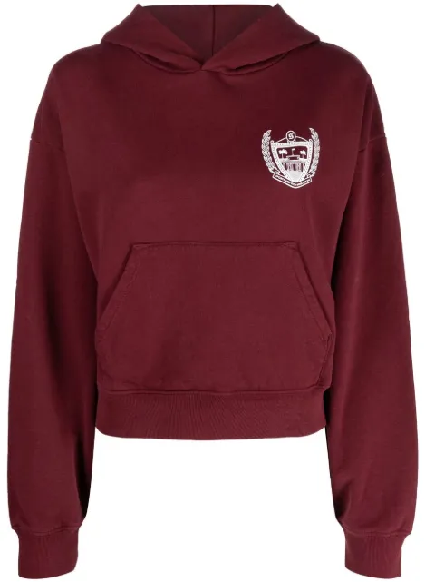 Sporty & Rich logo-print cropped hoodie Red HO641ME2