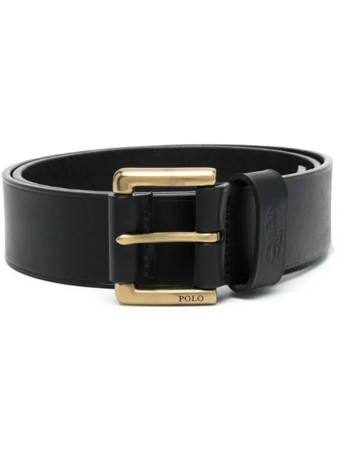Polo Ralph Lauren embossed-logo leather belt Black 405820098002