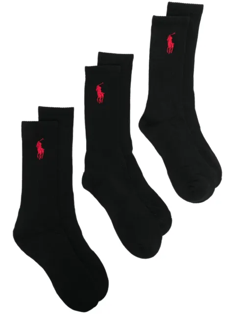 Polo Ralph Lauren three-pack Big Pony-motif socks Black 449858064002