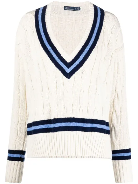 Polo Ralph Lauren cable-knit cricket jumper Neutrals 211891676001