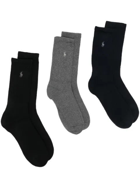 Polo Ralph Lauren three-pack logo-embroidery socks Black 449655211001