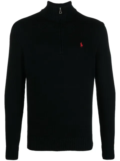 Polo Ralph Lauren short zip-up cotton pullover Black 710859939003