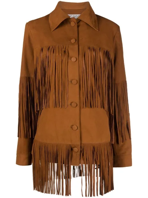 DANCASSAB Rimon fringed leather jacket Brown DCAT19MRIMCAFFL