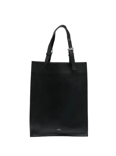 A.P.C. logo-print buckled tote bag Black PUAATH61718