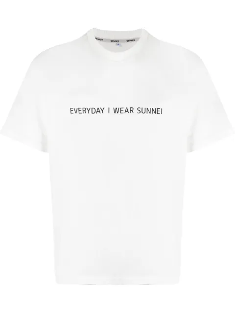 Sunnei slogan-print cotton T-shirt White CRTWXJER048JER012