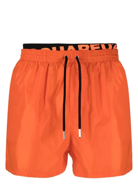 DSQUARED2 double logo-waist swim shorts Orange D7B644620ISA01