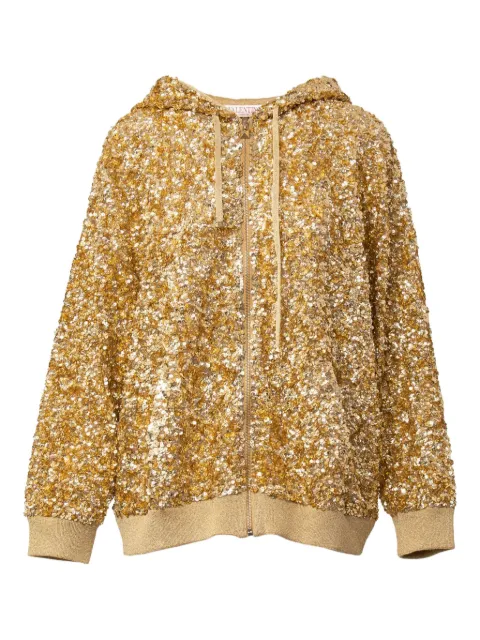 Valentino Garavani sequinned zip-up hoodie Gold BMF21J7S3