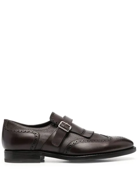 Henderson Baracco perforated buckled monk shoes Brown 583012