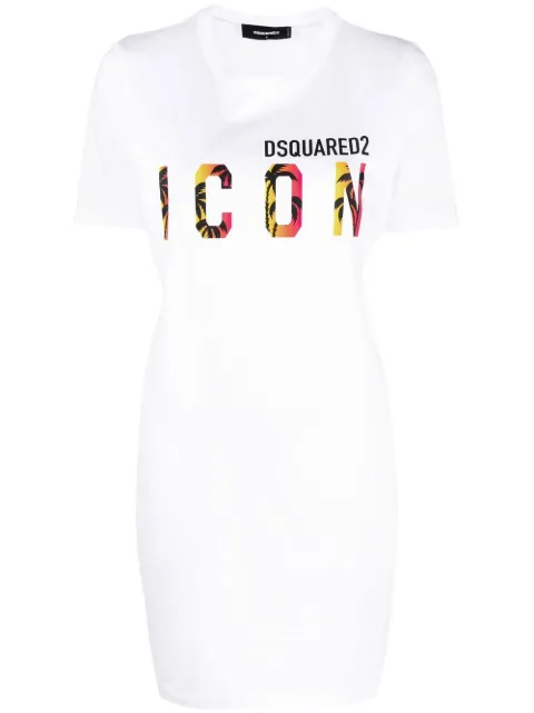 DSQUARED2 Icon Sunset Palm T-shirt dress White S80CT0019S23009