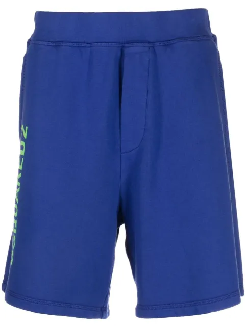 DSQUARED2 cotton logo print shorts Blue S74MU0768S25538
