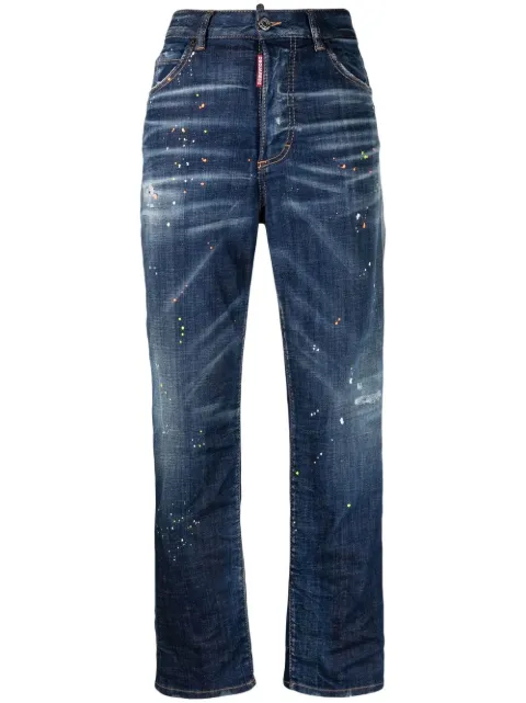 DSQUARED2 paint-splatter straight-leg jeans Blue S75LB0707S30342