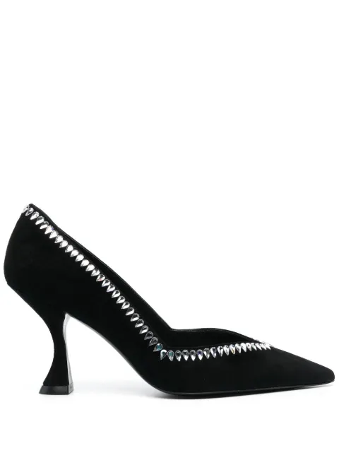 Stuart Weitzman 100mm crystal-embellished pumps Black SD143SUE