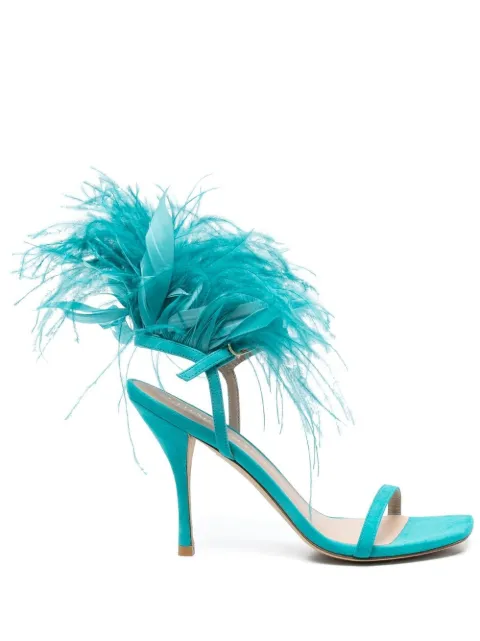 Stuart Weitzman feather-detail open-toe 115mm sandals Blue SD582RFS
