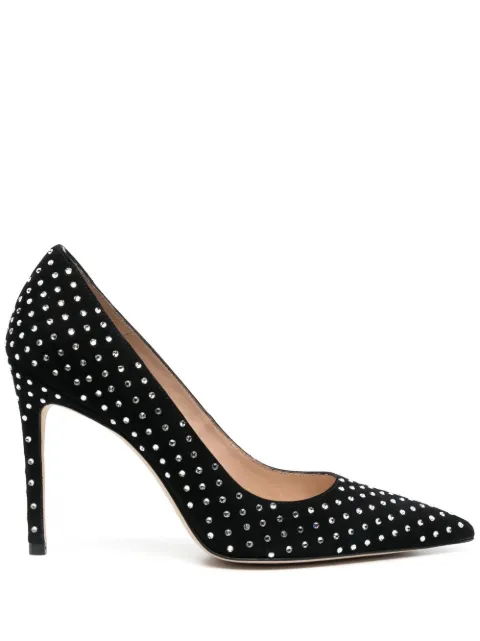 Stuart Weitzman crystal-embellished 100mm pumps Black SD446SUY