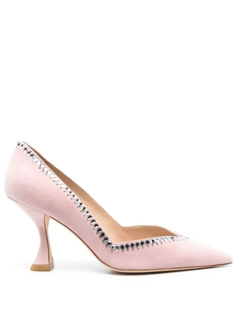 Stuart Weitzman 70mm suede crystal-embellished pumps Pink SD143SUE