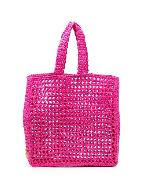 Chica straw logo-patch tote bag Pink NAXOS
