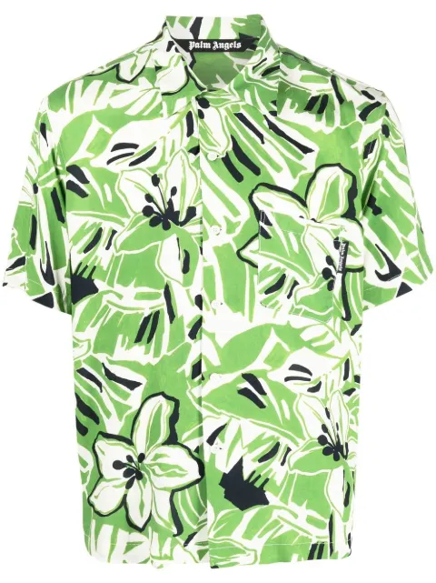 Palm Angels floral-print short-sleeved shirt Green PMGA110S23FAB0015501