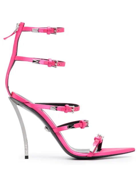 Versace Pin-Point 120mm strappy sandals Pink 10099961A00619