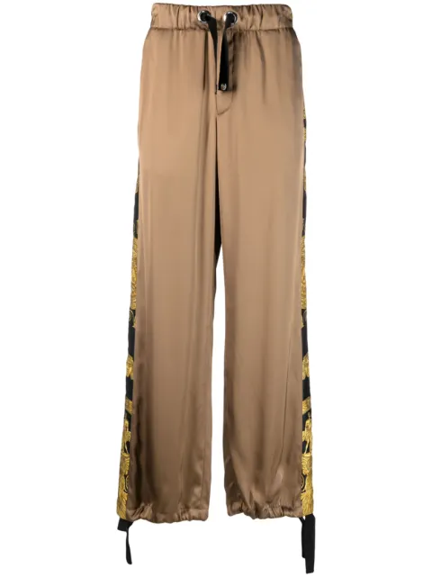 Versace Barocco-print wide-leg trousers Neutrals 10093741A06824