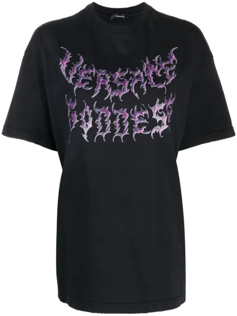 Versace logo-print cotton T-shirt Black 10095481A07261